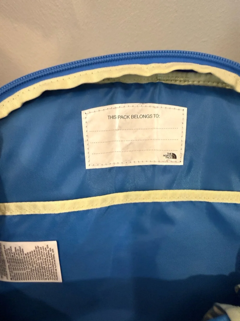 The North Face Blue Backpack with Yellow Logo - - Picture 4 of 5